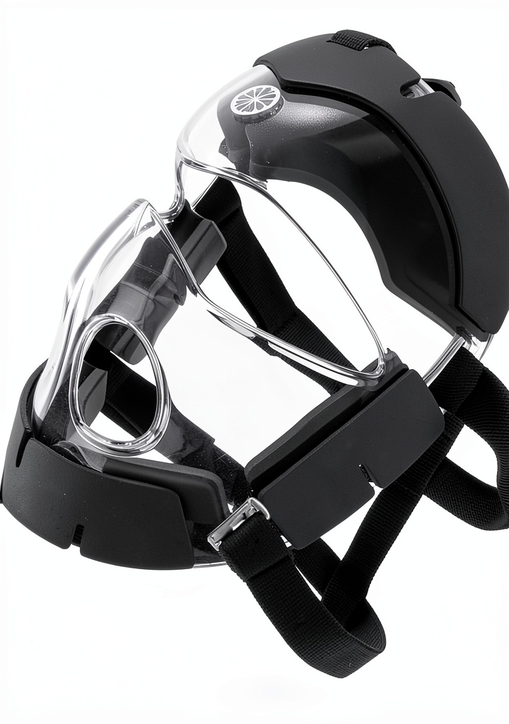 Installing Field Hockey Face Mask Guard Clear Black The Indian on a wooden bench