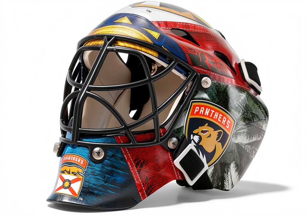 Goalkeeper wearing Fanatics mask during a game