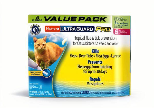 Hartz UltraGuard Pro Topical Flea & Tick Prevention for Cats & Kittens, Over 5 lbs 6 Monthly Treatments-0