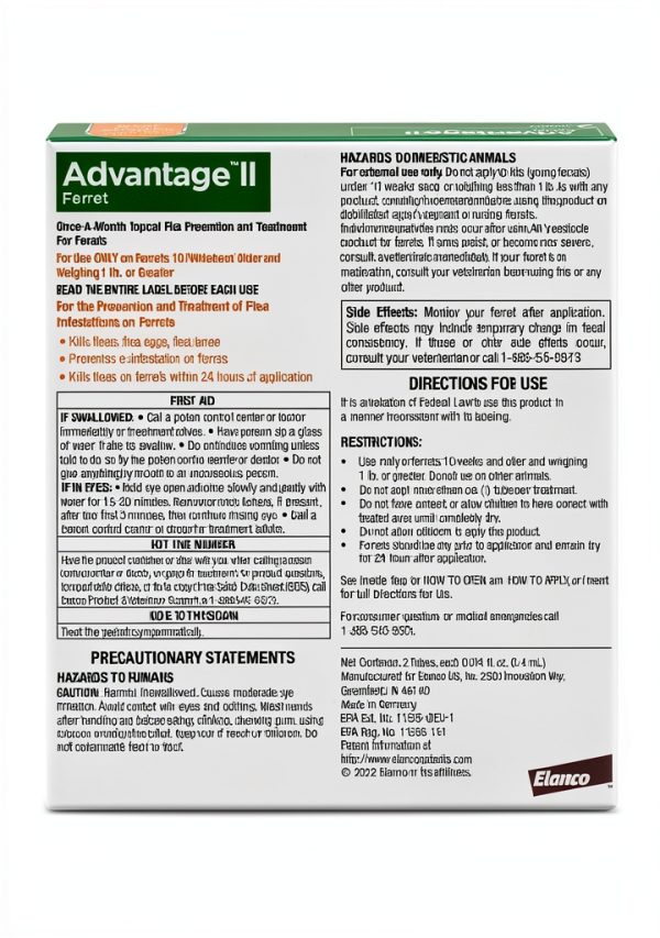 Advantage II Ferret Vet-Recommended Flea Treatment & Prevention | Ferret 1+ lbs. | 2-Month Supply-1