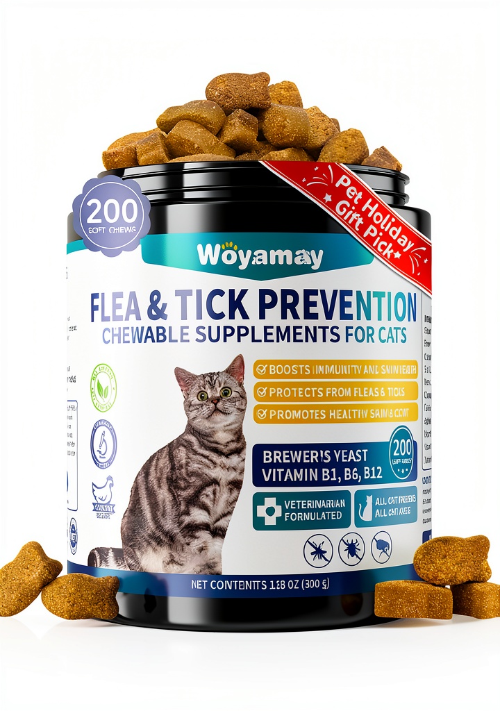 Installing Woyamay cat flea chewable tablets, 200 treats flea and tick prevention for cats chewables, <a href=
