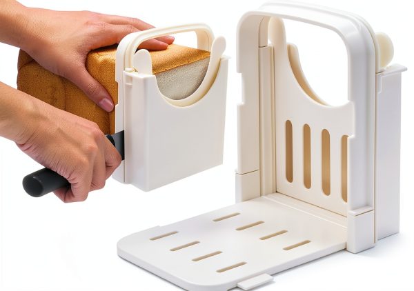Bread Slicer HYAM Adjustable 5-Thickness Folding Bagel & Bread Cutter-0