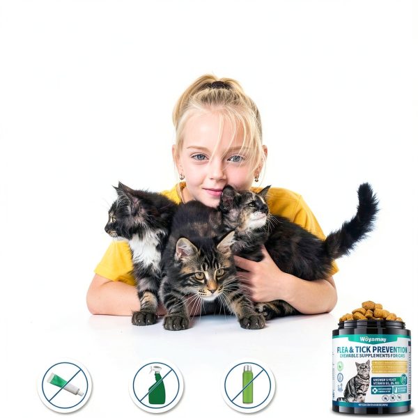 Flea Treatment for Cats, 200 Treats Flea and Tick Prevention for Cats Chewables, Natural Cat Flea and Tick Treatment Chews Daily Oral Flea Supplement, Kitten Cat Flea Treatment, Chicken Flavor-7