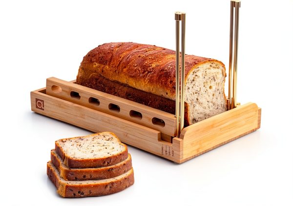 Bamboo Bread Slicer by Apace Living 6.5" Guide with Crumb Tray-0