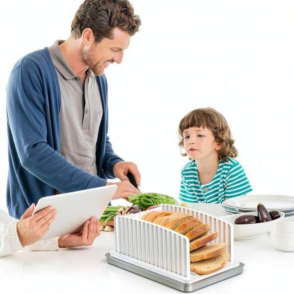 HHXRISE Adjustable Bread Slicer for Homemade Loaves, Plastic Bagel-1