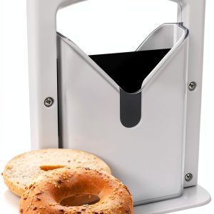 Bagel Slicer, Perfect for Bagels, Bagel Cutter Stainless Steel White-0