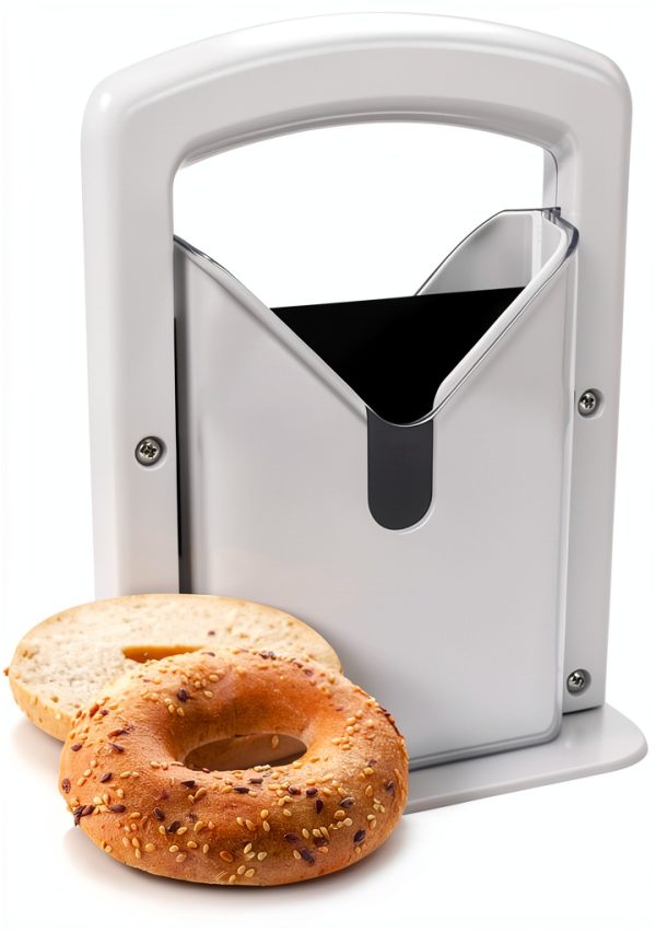 Bagel Slicer, Perfect for Bagels, Bagel Cutter Stainless Steel White-0
