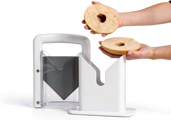 Cheer Collection Guillotine Style Bagel Slicer with Safety Shield - Sharp Serrated Stainless Steel Blade for Cutting Bagels - Fits Bagels up to 2" Thick and 4.5" Diameter…-4