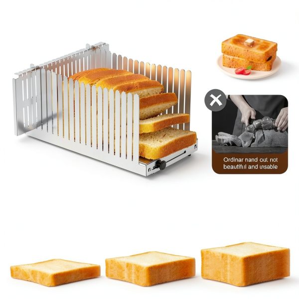 Stainless Steel Bread Slicer Mobbyko 5.5‑8.3″ Foldable Compact-2