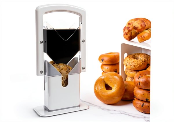 Cheer Collection Guillotine Style Bagel Slicer with Safety Shield - Sharp Serrated Stainless Steel Blade for Cutting Bagels - Fits Bagels up to 2" Thick and 4.5" Diameter…-3