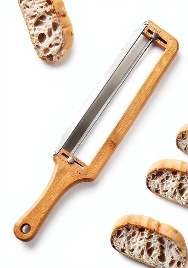 Adjustable Bread Slicer Solaceura Bamboo Bow Cutter with Serrated-2