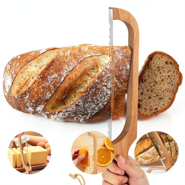 Bread Slicer 16" Wooden Bow Knife with Stainless Steel Serrated Blade-6
