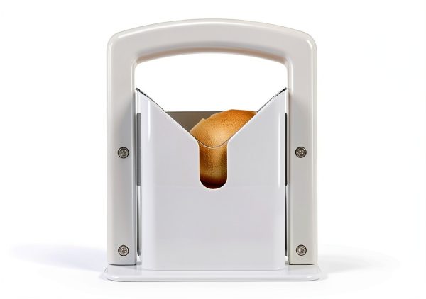 Bagel Slicer,Perfect for Bagels, Safe Grip, Guillotine Cutter, Safety Shield, Stainless Steel (white)-4