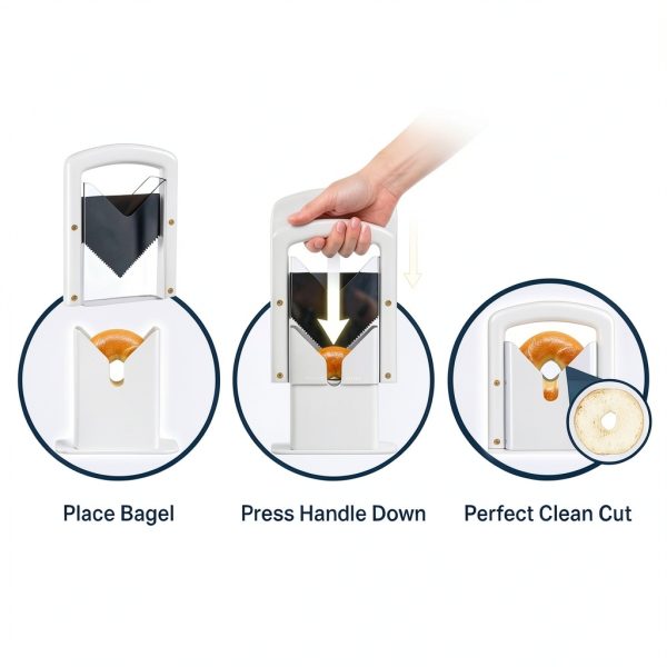 Concy Bagel Slicer Guillotine Cutter – Non-Stick Stainless Steel,-4