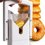 Cheer Collection Guillotine Style Bagel Slicer with Safety Shield - Sharp Serrated Stainless Steel Blade for Cutting Bagels - Fits Bagels up to 2" Thick and 4.5" Diameter…-0