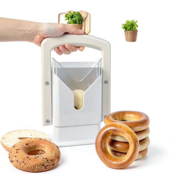 XPAPOV Bagel Slicer Stainless Steel with Safety Shield, White-5