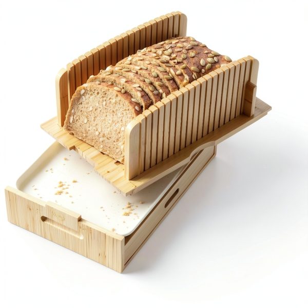 Bamboo Bread Slicer for Homemade Bread Adjustable Width Slicing Guides, Compact Loaf Cutter for Perfect Slices-4