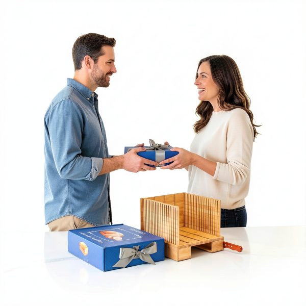 Bamboo Bread Slicer For Homemade Bread - Built-In Knife Slot, Crumb Catcher & Storage Compartment - Adjustable Extra Wide & High For Sourdough - Long 12” Knife Blade Included-7