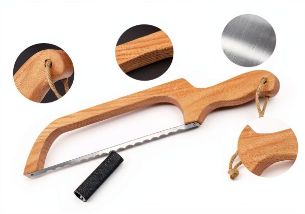 Bread Slicer 16" Wooden Bow Knife with Stainless Steel Serrated Blade-3