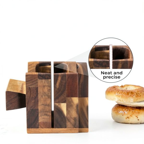 Annie & Mia Design Premium Acacia Wood Bagel Slicer For Large Bagel Stylish Hand Crafted Wood Bagel Cutter With Ergonomic Designed Handle Grip-2
