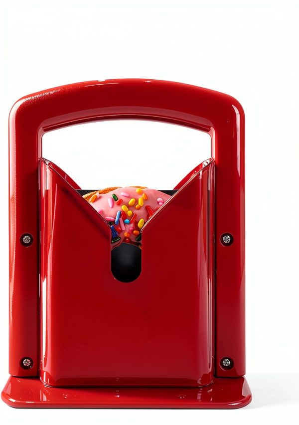 Bagel Slicer, Perfect for Bagels, Safe Grip, Safety Shield, Bagel Cutter Stainless Steel, Universal Slicer (Red)-1