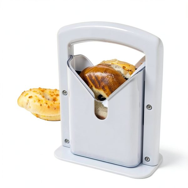 XPAPOV Bagel Slicer Stainless Steel with Safety Shield, White-3