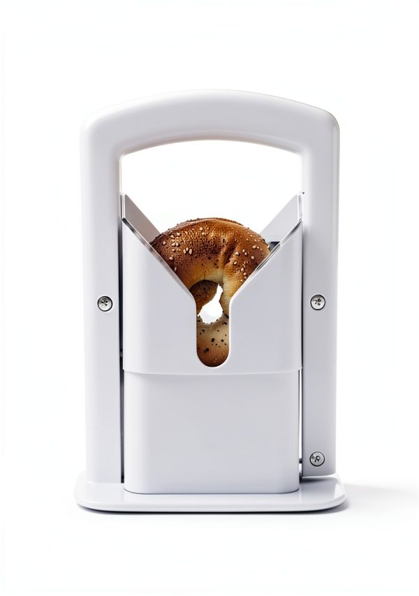 XPAPOV Bagel Slicer Stainless Steel with Safety Shield, White-6