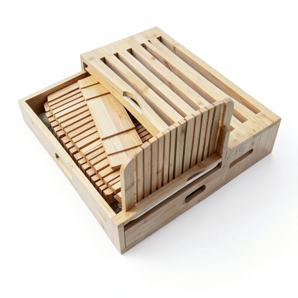 Bamboo Bread Slicer for Homemade Bread Adjustable Width Slicing Guides, Compact Loaf Cutter for Perfect Slices-1