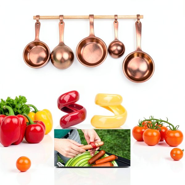 Red and Yellow Sausage Cutter Set Cauaoa Food Grade Plastic Spiral-2