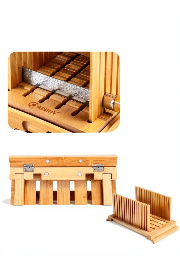 Bread Slicer AISHIY Adjustable Bamboo Slicer with Crumb Tray-3
