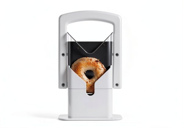 Cheer Collection Guillotine Style Bagel Slicer with Safety Shield - Sharp Serrated Stainless Steel Blade for Cutting Bagels - Fits Bagels up to 2" Thick and 4.5" Diameter…-1