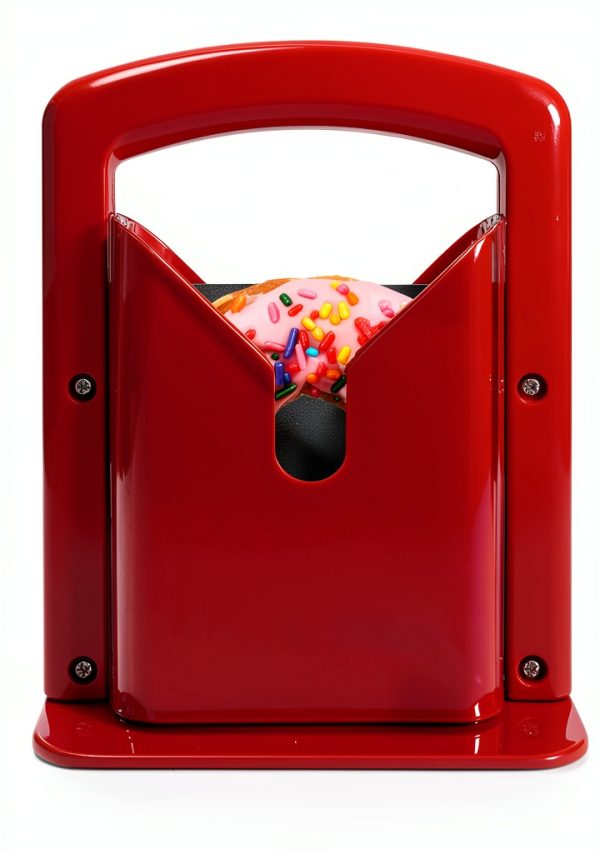 Bagel Slicer, Perfect for Bagels, Safe Grip, Safety Shield, Bagel Cutter Stainless Steel, Universal Slicer (Red)-0