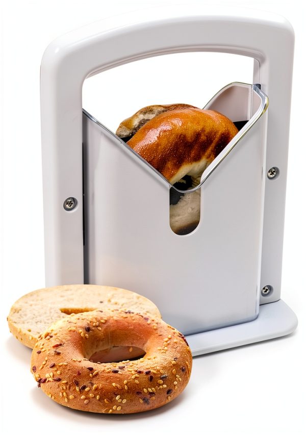 XPAPOV Bagel Slicer Stainless Steel with Safety Shield, White-0