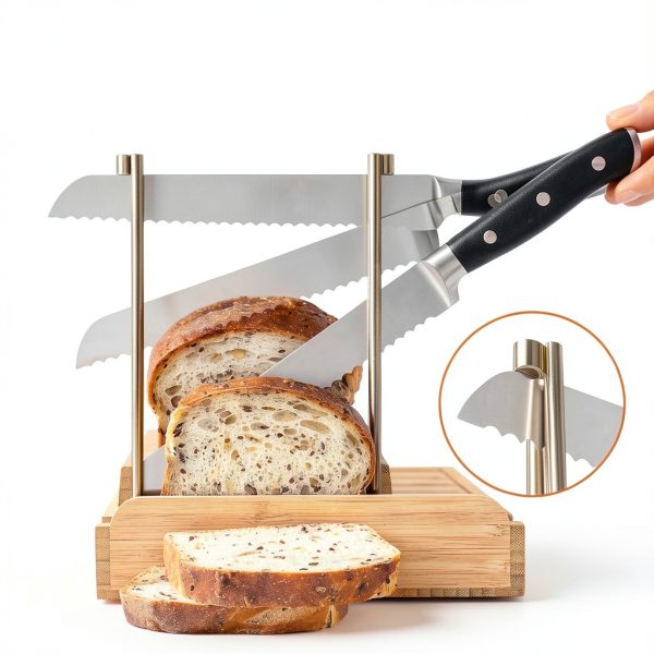 Bamboo Bread Slicer by Apace Living 6.5" Guide with Crumb Tray-5