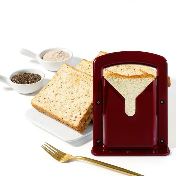 Bagel Slicer, Perfect for Bagels, Safe Grip, Safety Shield, Bagel Cutter Stainless Steel, Universal Slicer (Red)-4