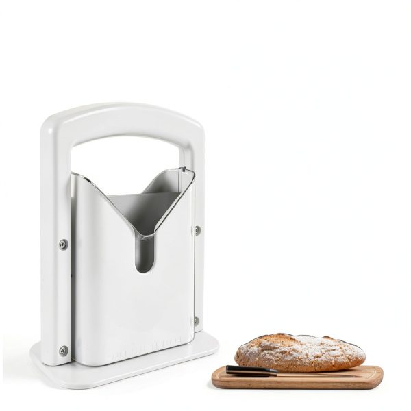 Bagel Slicer,Perfect for Bagels, Safe Grip, Guillotine Cutter, Safety Shield, Stainless Steel (white)-2