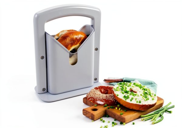 XPAPOV Bagel Slicer Stainless Steel with Safety Shield, White-4