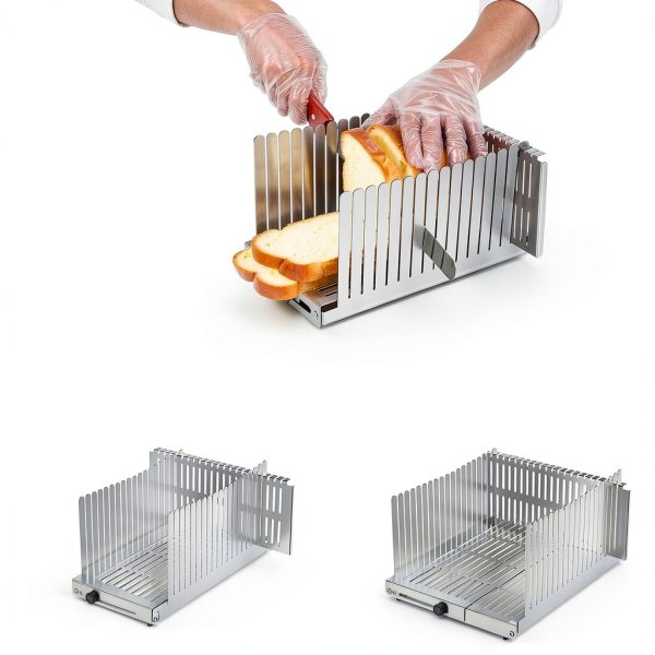 Stainless Steel Bread Slicer Mobbyko 5.5‑8.3″ Foldable Compact-1