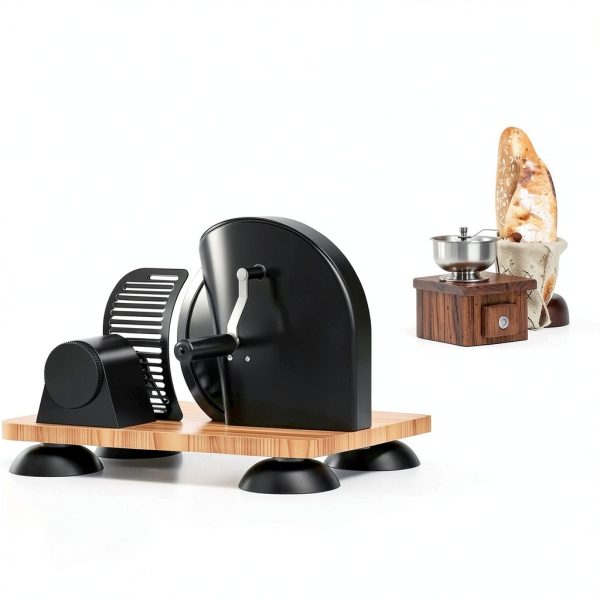 Manual Bread Slicer KZBUFCXZ Adjustable Thickness Serrated Blade Black-3