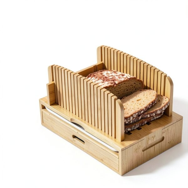 Bamboo Bread Slicer for Homemade Bread Adjustable Width Slicing Guides, Compact Loaf Cutter for Perfect Slices-2