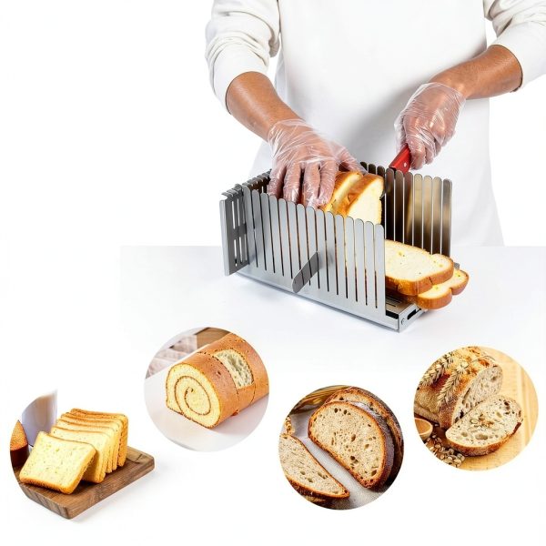Stainless Steel Bread Slicer Mobbyko 5.5‑8.3″ Foldable Compact-3