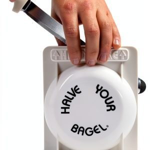 Bagel Slicer Halve Your Bagel Plastic Steel Blade, White-0