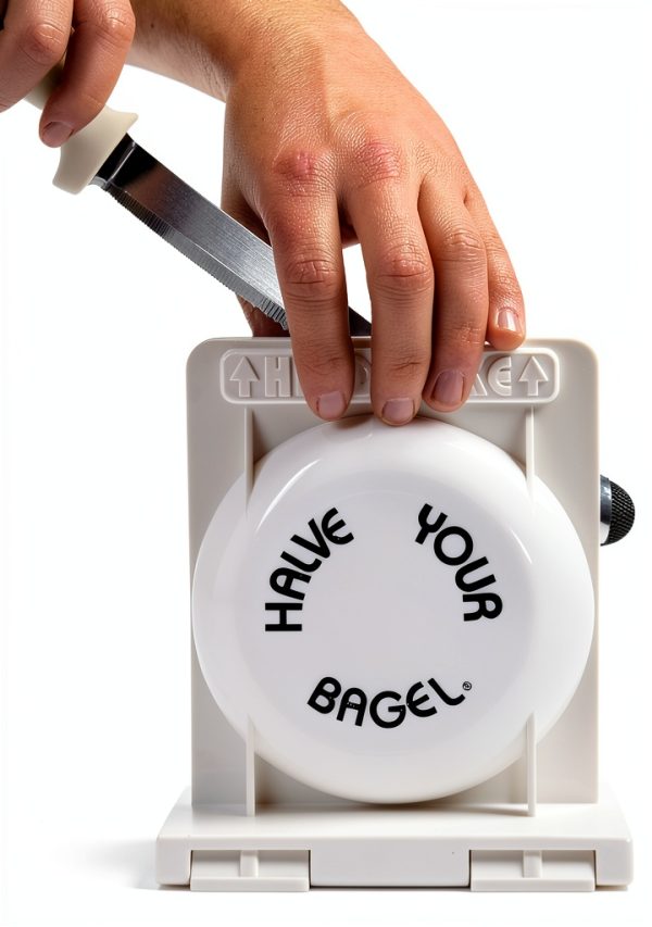Bagel Slicer Halve Your Bagel Plastic Steel Blade, White-0