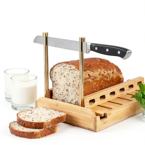 Bamboo Bread Slicer by Apace Living 6.5" Guide with Crumb Tray-1